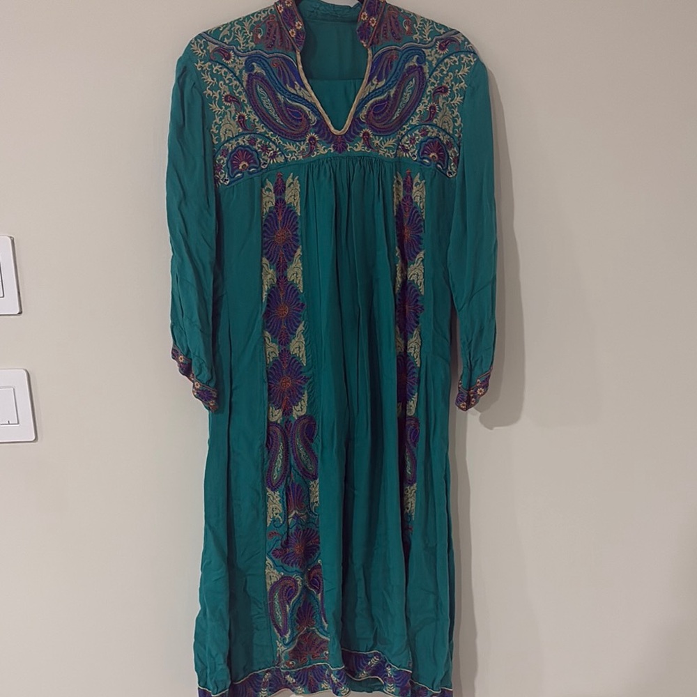 Elegant Teal and Purple Dress